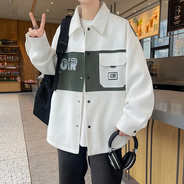 2025春秋季青少年男士夹克外套韩版潮流休闲百搭帅气学生百搭衬衫