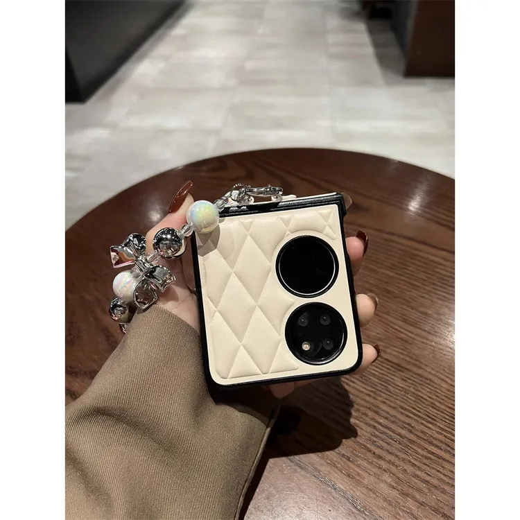 华为pocket2手机壳p50pocket新款折叠屏保护套菱格皮纹Pura X女款