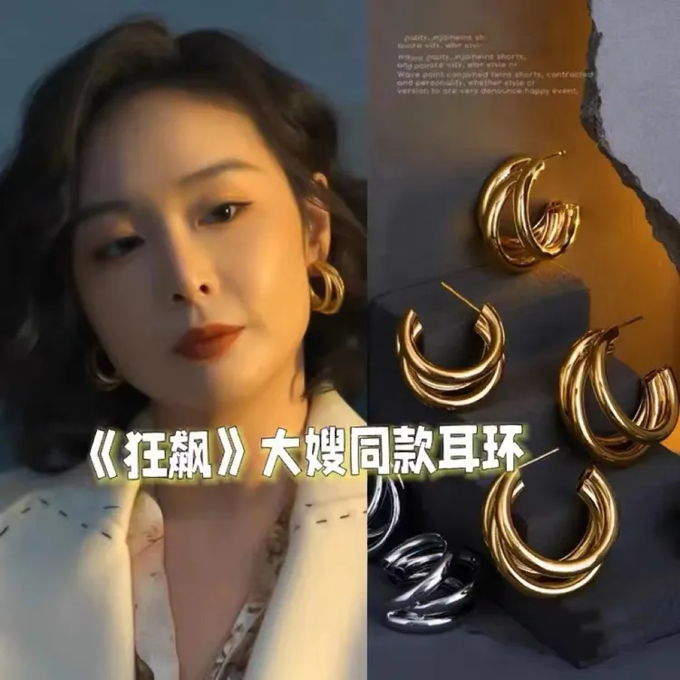 陈书婷大嫂同款耳环狂飙女2025新款耳圈网红气质百搭耳饰耳钉174