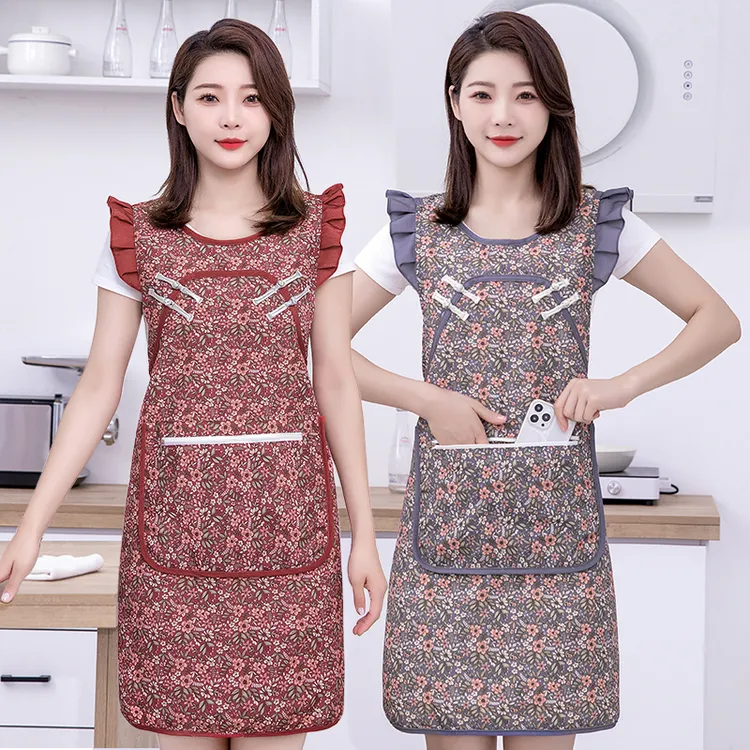 网红复古盘扣旗袍女厨房家用洋气罩衣防油防污坎肩年轻上班工作服