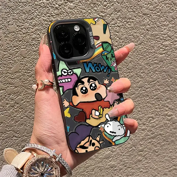 涂鸦蜡笔小新适用苹果16pro手机壳iphone15/12/13/xs磨砂14软壳11