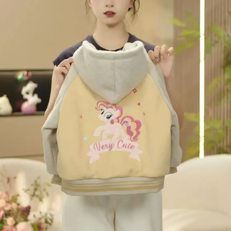女童外套秋冬款2025新款洋气儿童加绒加厚小女孩冬季开衫夹棉上衣