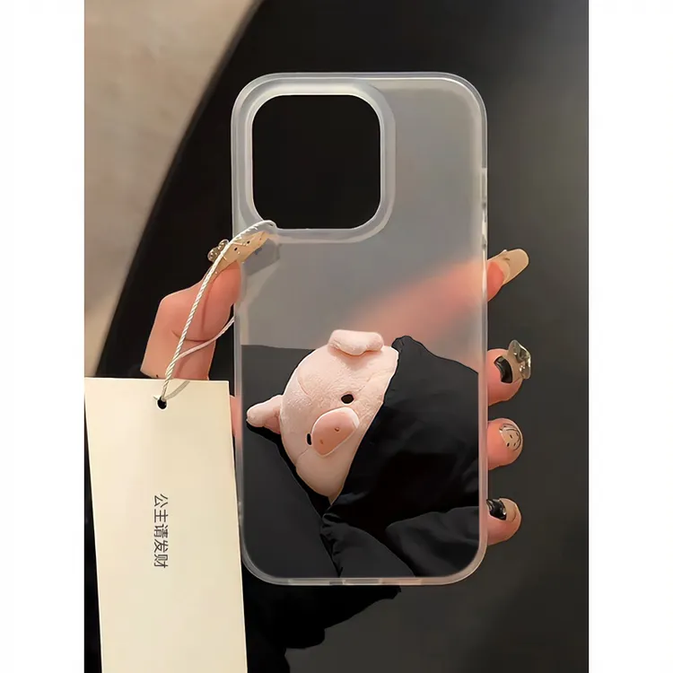 可爱失眠小猪iPhone15/14promax磨砂手机壳11苹果13/12xr软11卡通