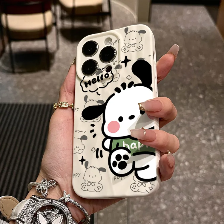 ins彩色帕恰狗iphone15苹果手机壳14promax褶皱13pro高级12全包11