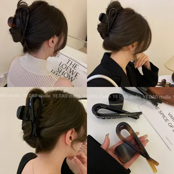 鱼尾小众高级感鲨鱼抓夹韩版气质百搭复古简约款黑色蝴蝶结发夹商品图