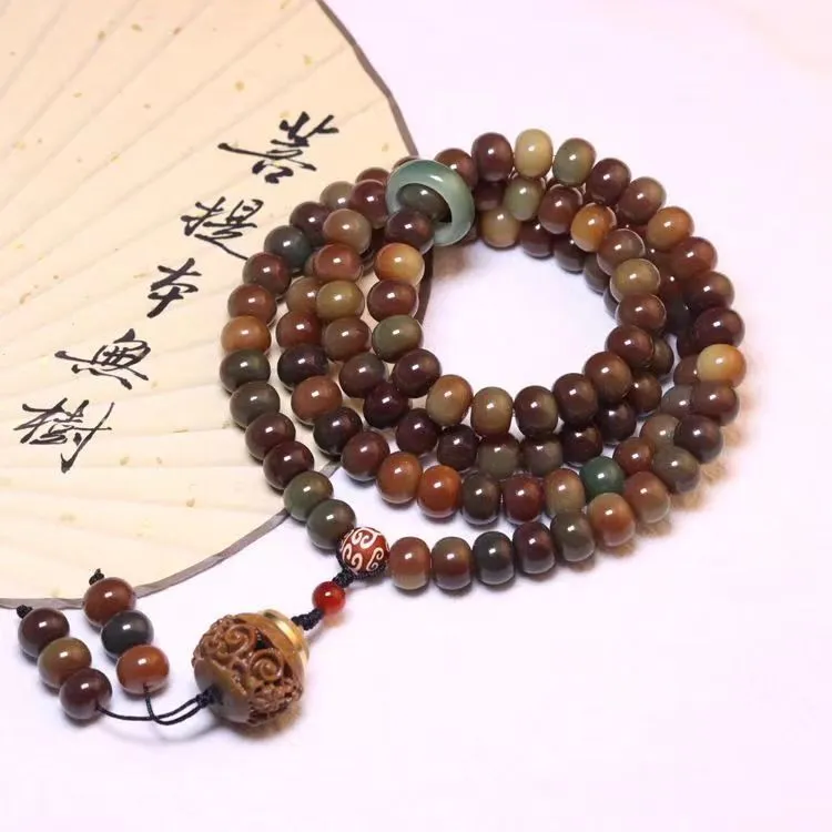 敦煌大果菩提根十年风化老料男女脖挂文玩手串大小