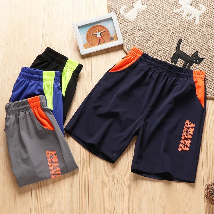 夏季薄款男童速干短裤跑步运动五分裤透气宽松弹力速干裤沙滩裤潮