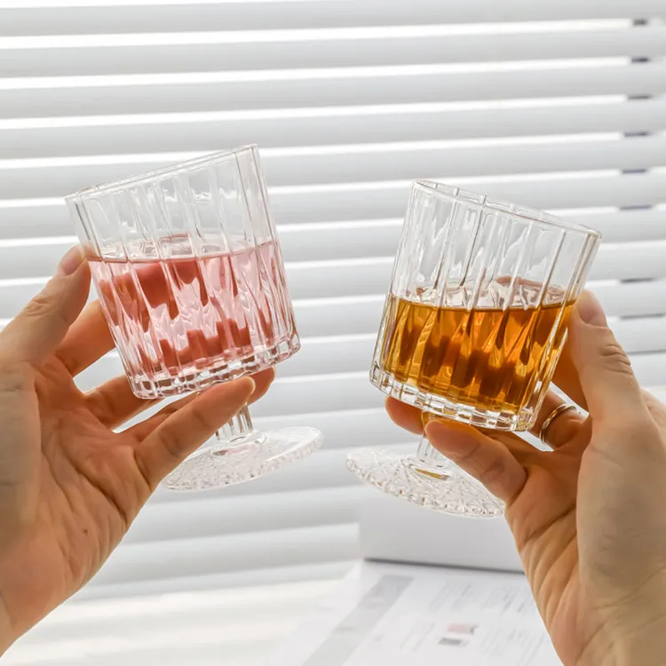 【4只装】新款香槟杯玻璃杯高脚杯威士忌洋酒杯子鸡尾酒杯杯子玻璃