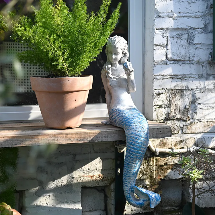 美人鱼花园庭院装饰摆件落地水池阳台露台布置创意户外工艺品摆设