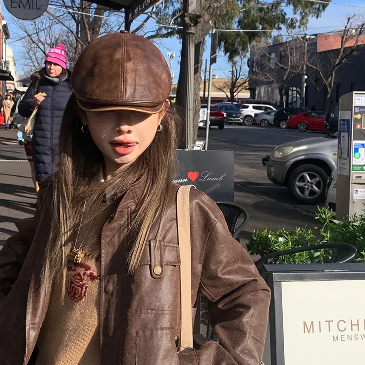 CAFEORME复活！启示录2.0 擦色做旧雅痞型皮前进帽报童帽鸭嘴帽ins