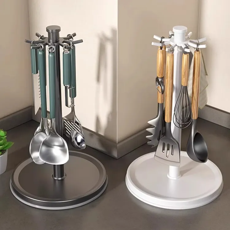 旋转锅铲架台面家用厨房挂钩置物架挂勺子铲子支架汤勺厨具收纳架