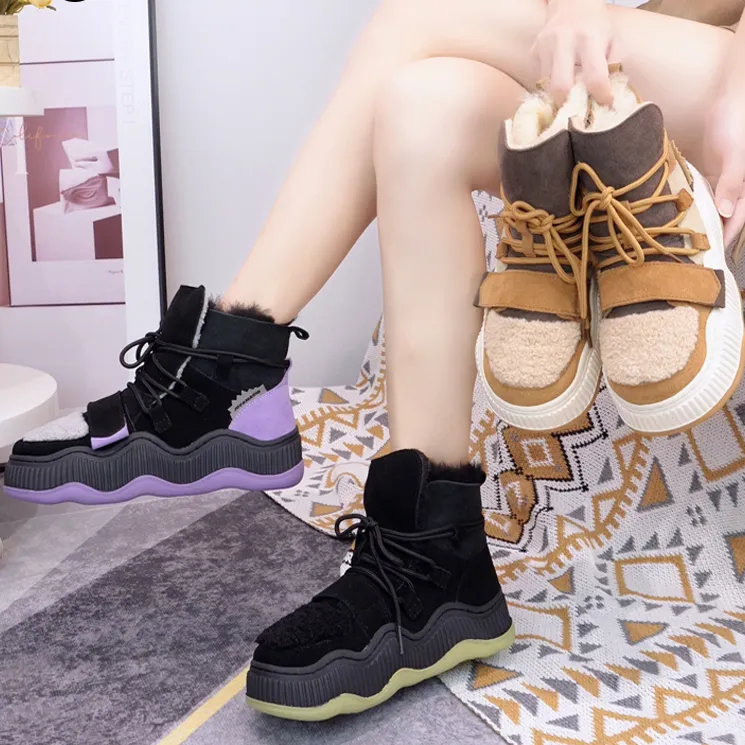 J&M/快乐玛丽加绒加厚保暖女款厚底防滑冬季明星同款鞋女款雪地靴