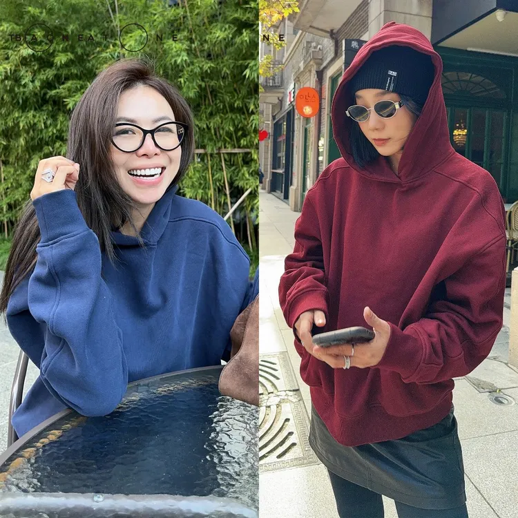 BackAtOne   ”Citywalk少年感“藏青色连帽廓形卫衣 BDF-1AB053F-K