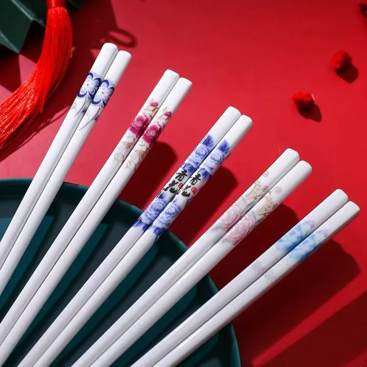 正品釉上档次筷子景德镇骨瓷陶瓷筷防滑耐高温环保防滑耐摔筷瓷筷