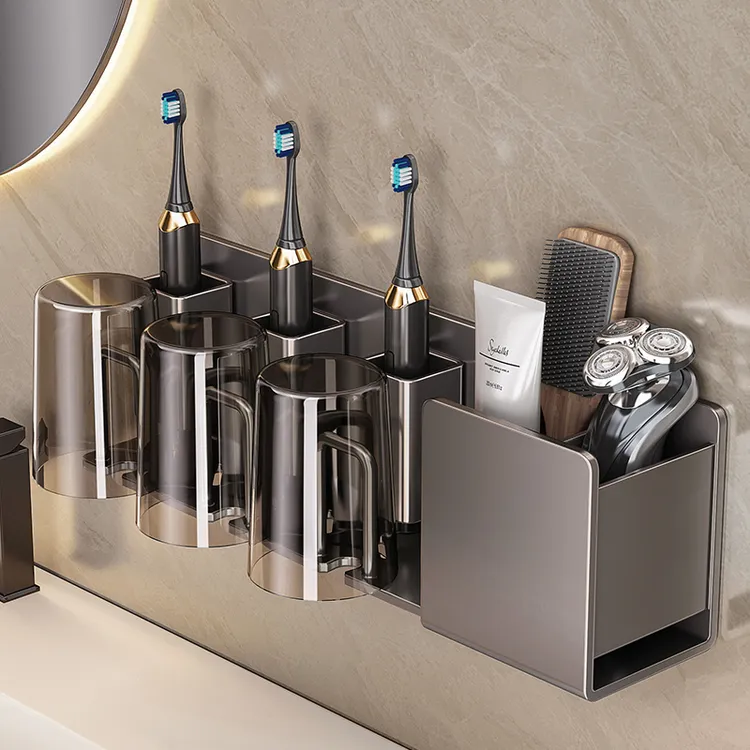 牙刷架子置物架免打孔卫生间漱口杯刷牙杯壁挂式电动牙刷收纳挂架