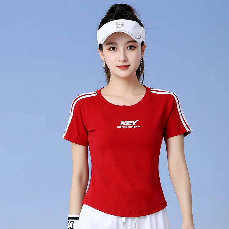 新款上衣显瘦2025套装夏季短款圆领半袖运动女款女士漂亮跑步服