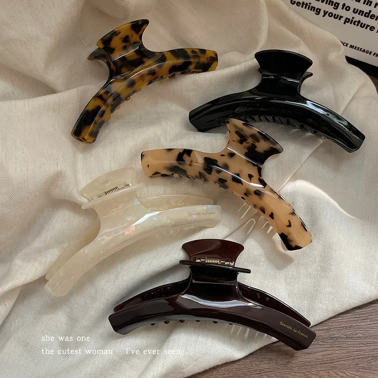 法式醋酸弧形发抓女后脑勺发夹头饰抓夹一字鲨鱼夹发卡发饰头发夹