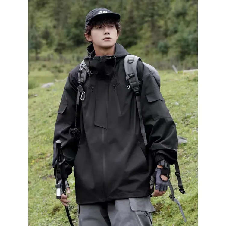 JK660N春秋新款户外连帽工装夹克美式机能衣服冲锋衣外套男装