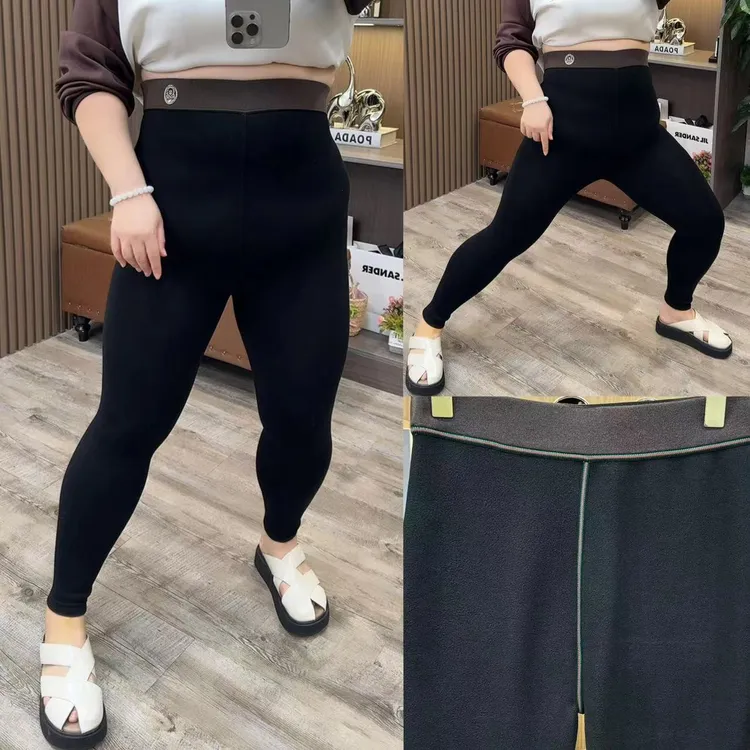 (约330克)小熊一线裆高腰加绒打底棉裤