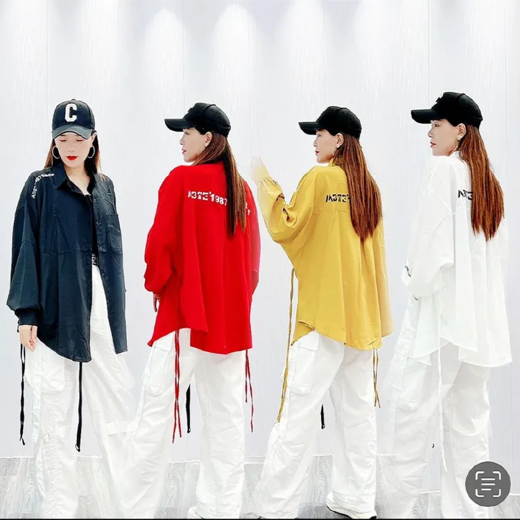 908#嘻哈风格大版型酷帅衬衫 宽松潮流休闲字母春秋百搭洋气个性