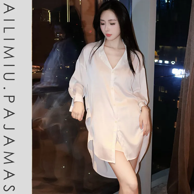 【BF睡裙】2025秋冬性感高定轻奢睡裙男友风衬衫家居服纯欲宽松大码