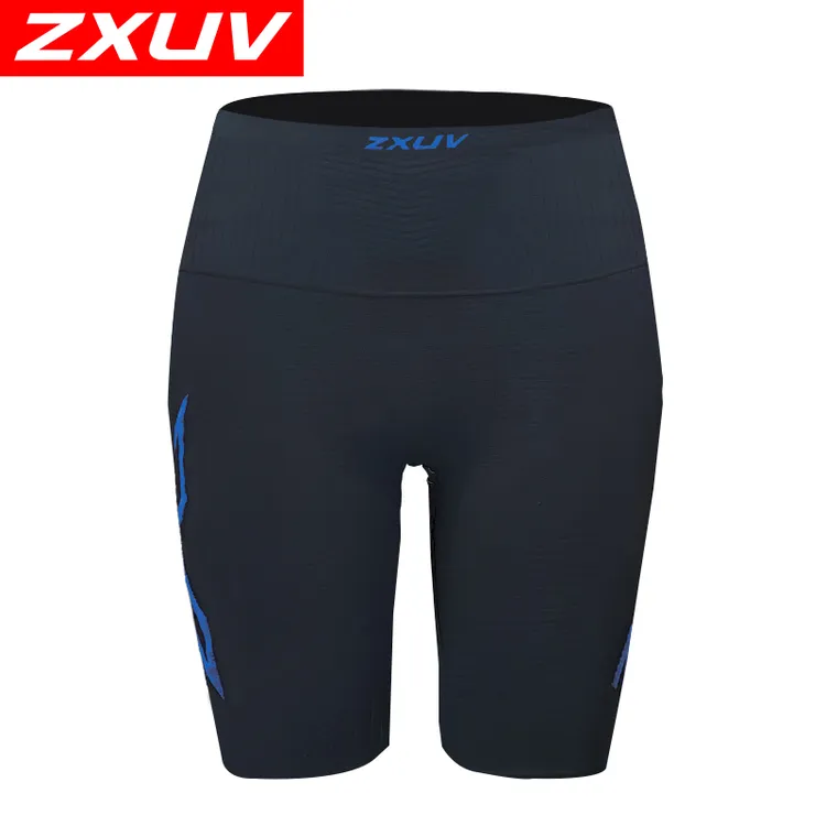 ZXUV压缩五分裤腰包裤男女跑步高腰专业跑步压缩短裤