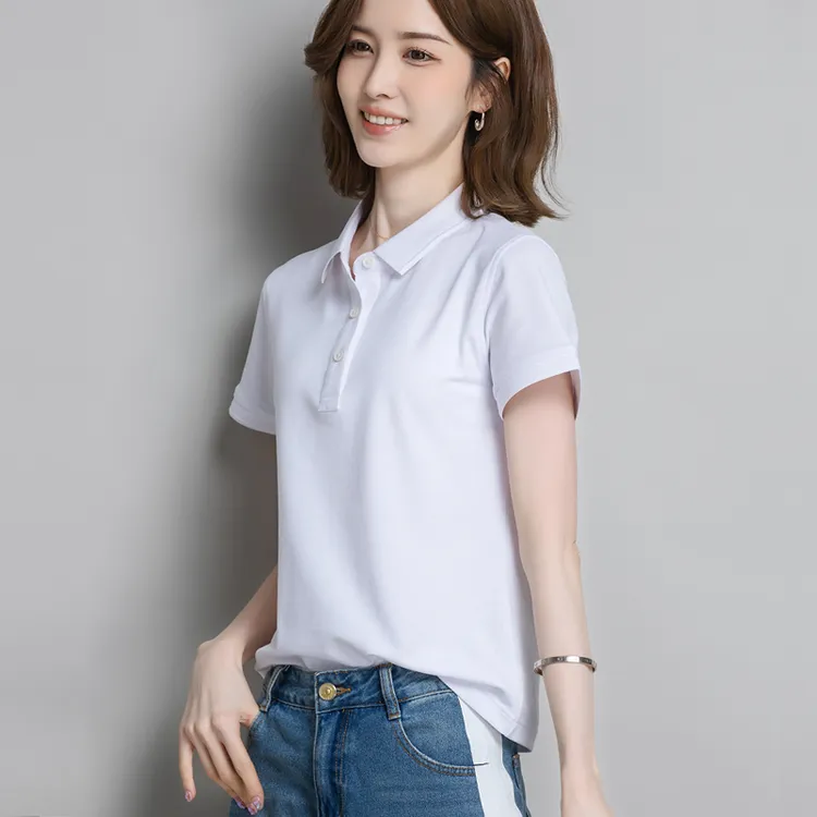 短袖t恤女2025夏季新款高端黑色polo衫洋气显瘦休闲翻领韩版上衣