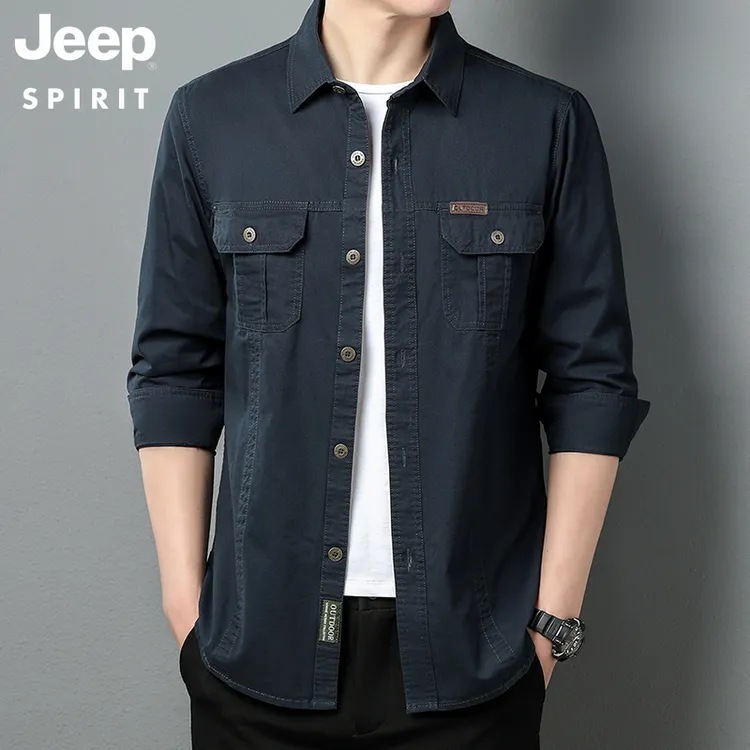 jeep吉普秋季男士长袖衬衫纯棉工装衬衣休闲外套2025爆款新款上衣