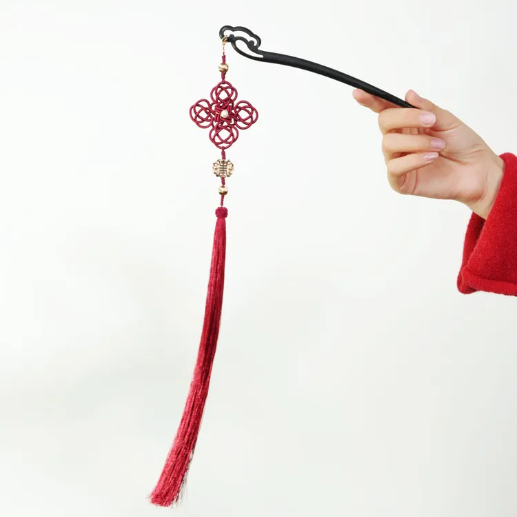 吾珥 双全系列·发簪/WEFZ104/原创设计款/中国风金钱结红色新年