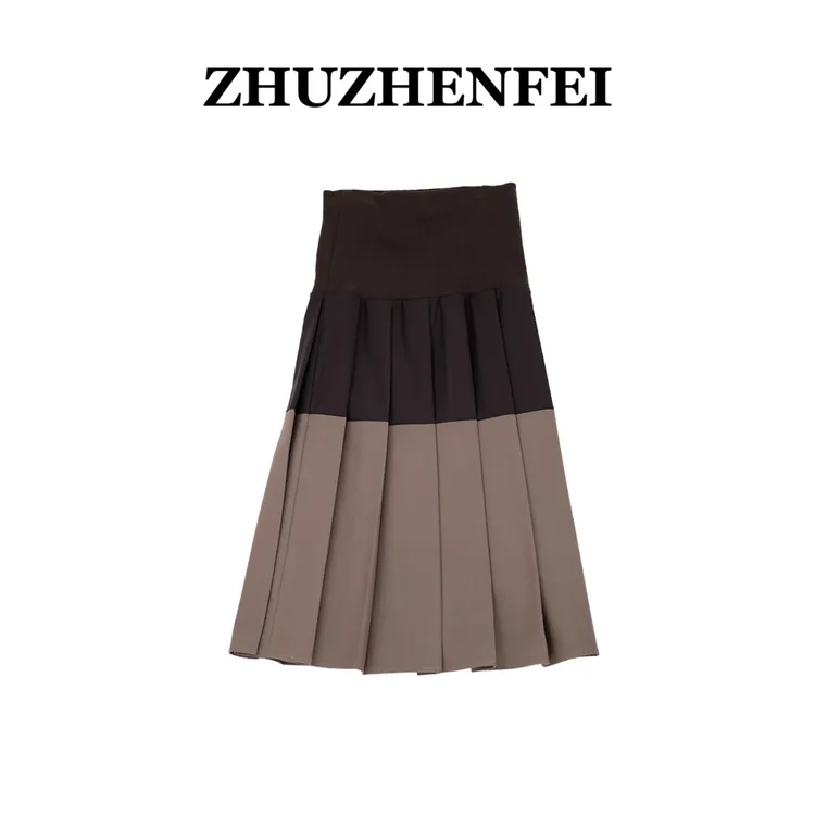 时尚设计师款美拉德色系西装学院百褶裙半身裙
