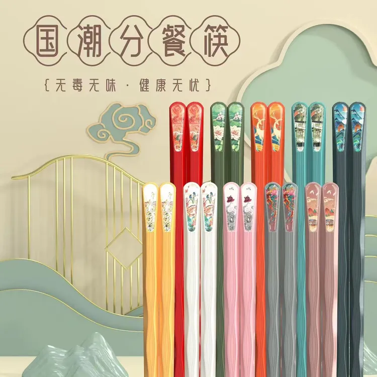 国潮风网红家用合金筷无毒防潮防霉防滑耐高温轻奢创意上档次分餐
