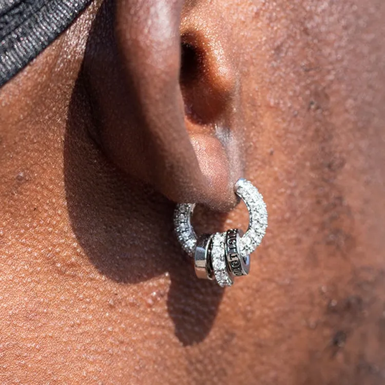 合金锆石耳饰 星引之环耳环欧美时尚个性嘻哈潮牌男同款耳钉耳扣商品图