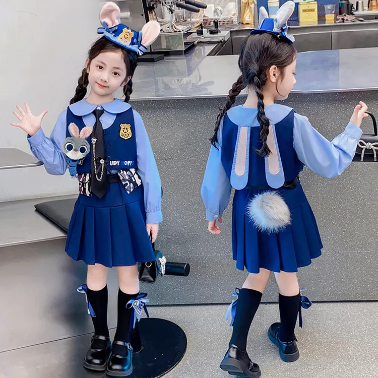 【朱迪正版】女童兔子警官套装秋季新款儿童学院风洋气炸街jk三件套