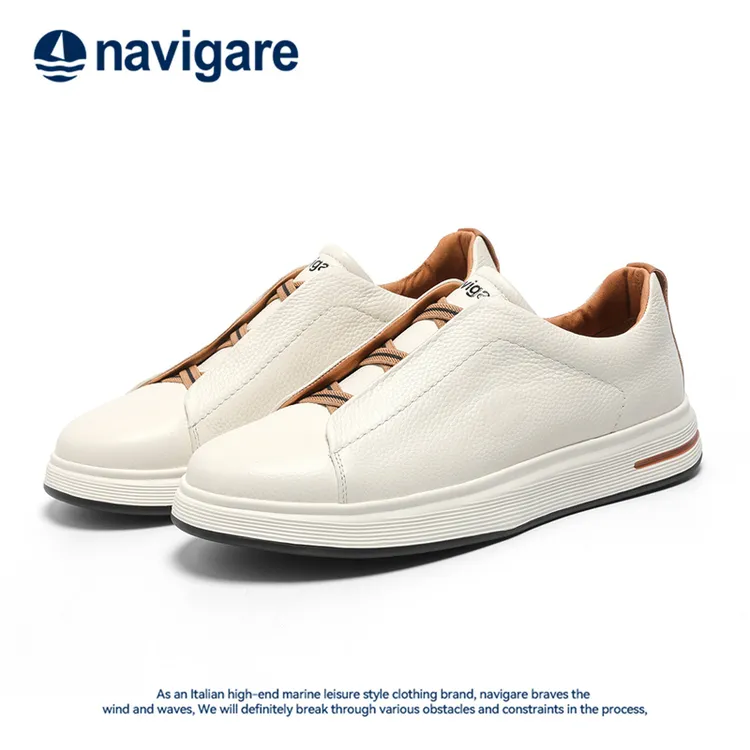 Navigare/纳维凯尔男士休闲鞋百搭时尚软底软面牛皮休闲低帮鞋