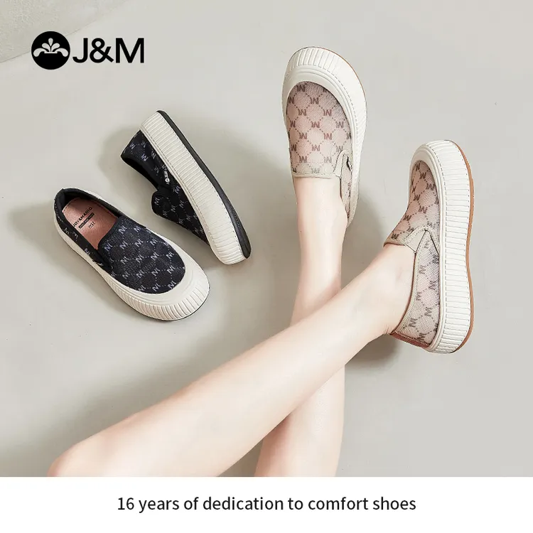 J&M/快乐玛丽一脚蹬帆布鞋夏季新款厚底百搭乐福鞋女休闲鞋65292W