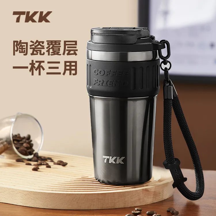 TKK升级款保温杯陶瓷覆层内胆创意咖啡杯杯男士吸管商务保温杯商品图