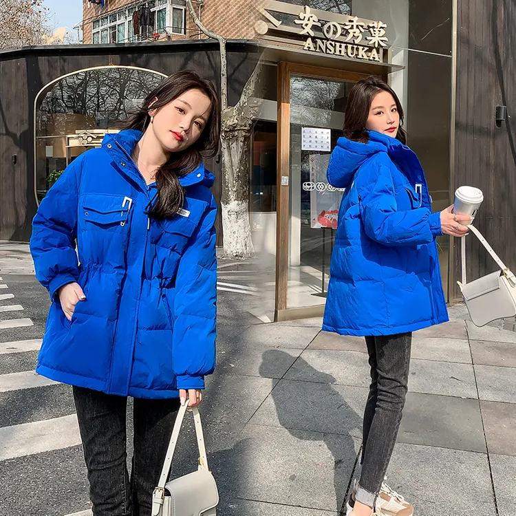 大别针韩版宽松棉衣女保暖加厚外套2025新款冬季连帽棉袄冬装