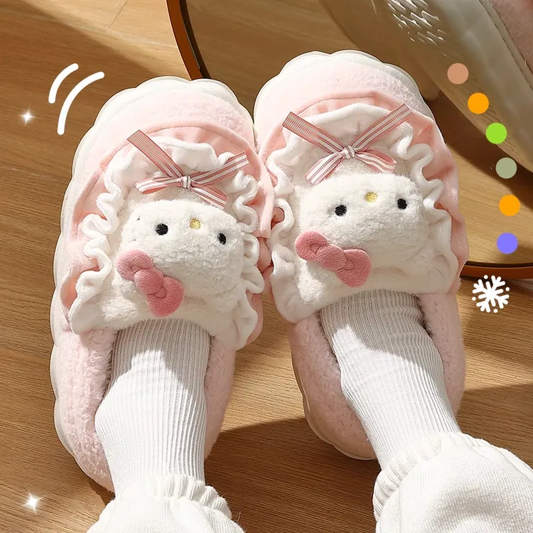 HelloKitty棉拖鞋女款冬季2025新款三丽鸥正版厚底保暖防滑棉鞋女