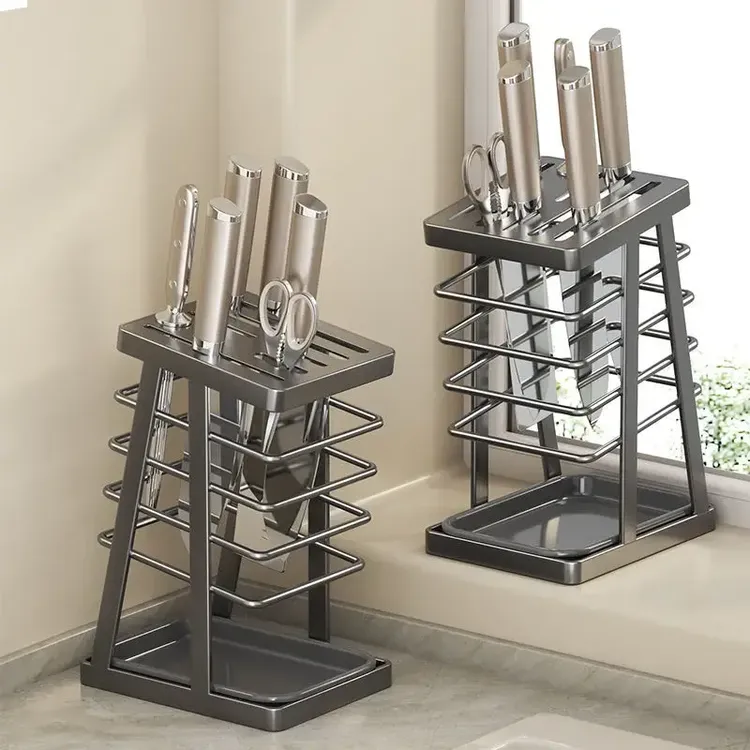 多功能厨房刀架家用加厚刀具收纳架厨房沥水台面置物架菜刀座J667
