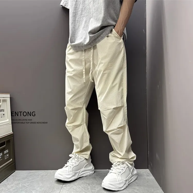 Entong美式网眼透气休闲裤男夏季薄款直筒宽松户外工装裤潮流长裤
