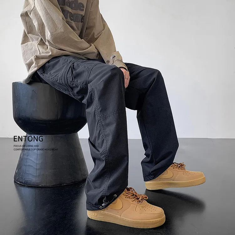 Entong美式大码vibe休闲裤子高街机能工装裤男宽松户外登山长裤
