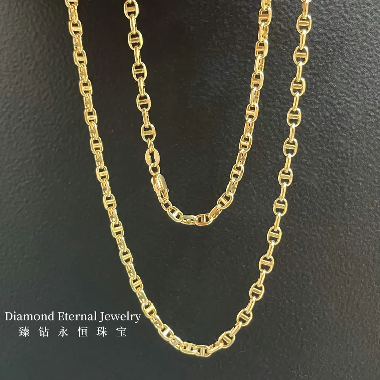 意大利进口18K金猪鼻子项链/3.5MM立体切面时尚百搭简约复古个性