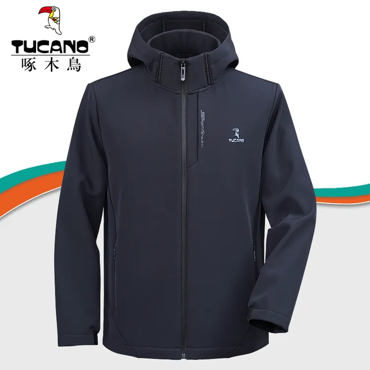 啄木鳥  春秋款中老年休闲外套 男士轻量防风衣 爸爸装软壳衣