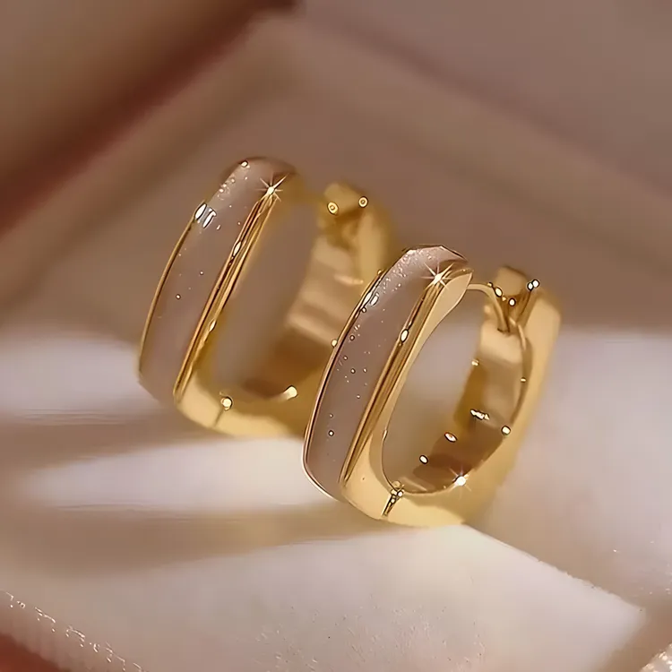 BAZAAR 铜合金耳饰 耳扣轻奢高级感耳环女小众简约设计方形潮耳钉