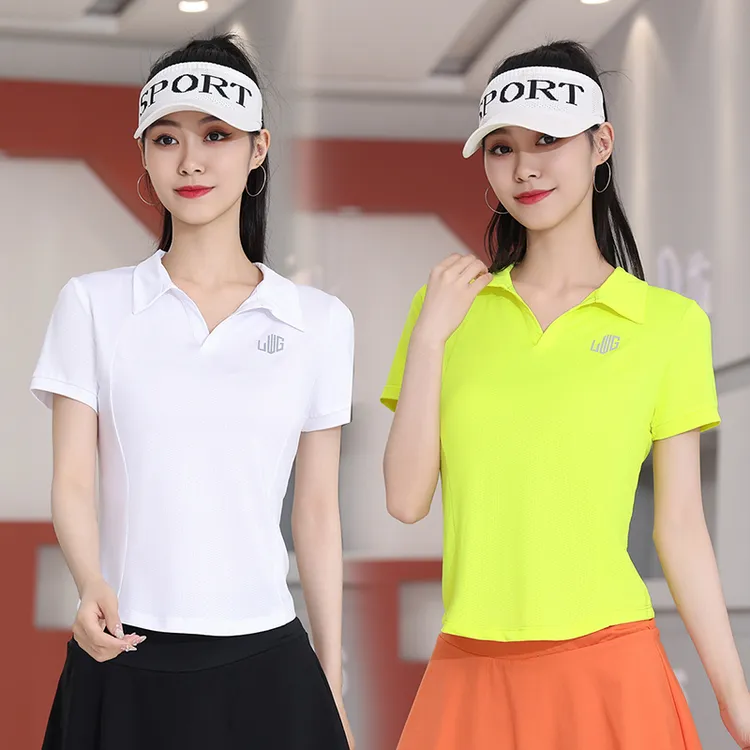 可可娜特2025新款polo运动女士T恤时尚透气休闲健身大码女速干衣