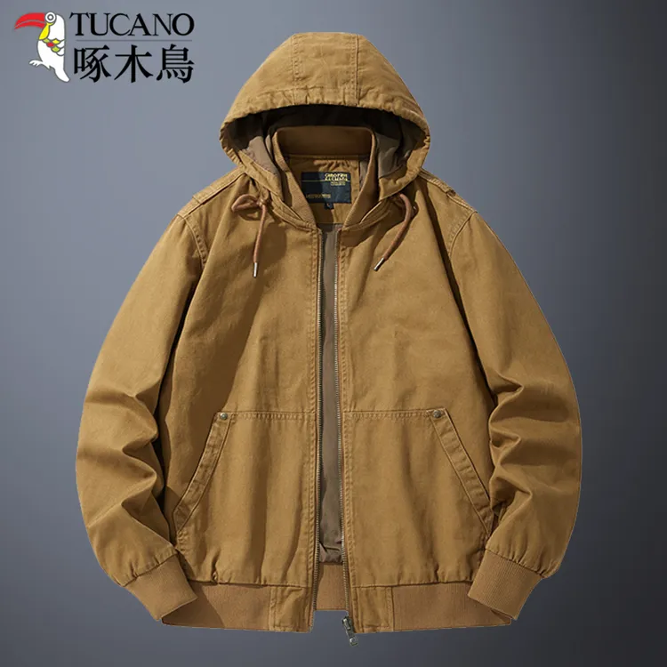 TUCANO/啄木鳥休闲男外套春秋季新款美式复古连帽中老年装百搭款