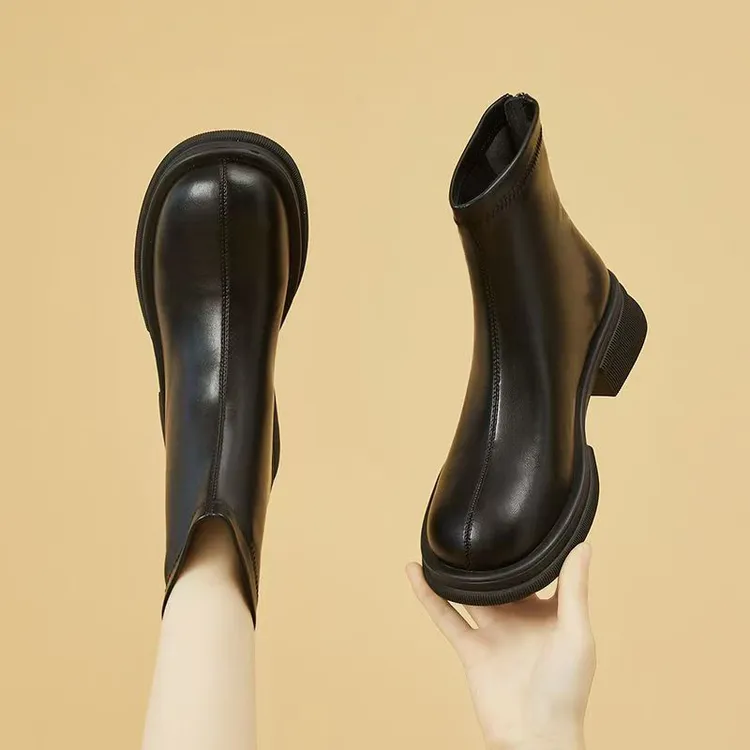 【CLOTHING/原创设计】秋冬短靴女2025新款英伦风瘦瘦靴加绒马丁靴