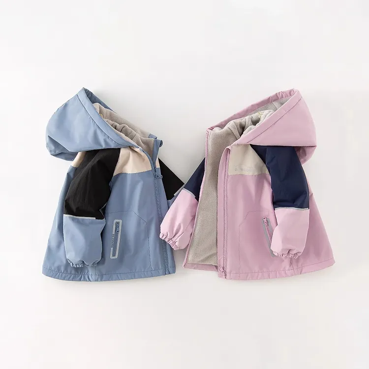 戴维贝拉童装儿童洋气外套女宝宝防水连帽上衣男童秋季新款冲锋衣