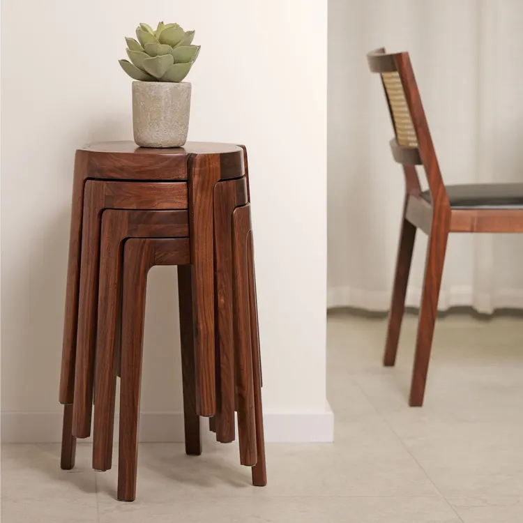 叠叠凳黑胡桃实木家具凳子可叠放北美网红简约小家具商品图