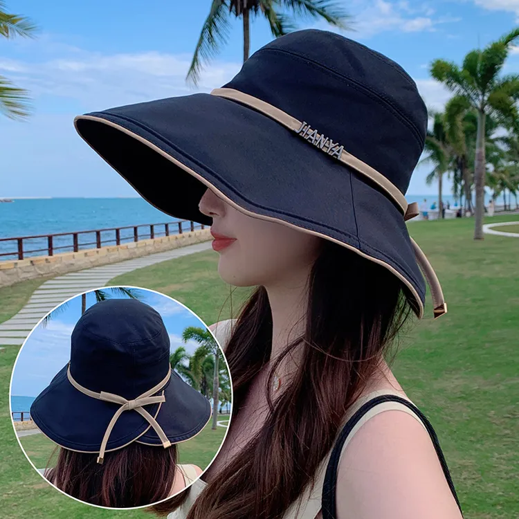 网红款渔夫帽女夏天高颜值防晒遮阳帽户外洋气大帽檐显脸小太阳帽